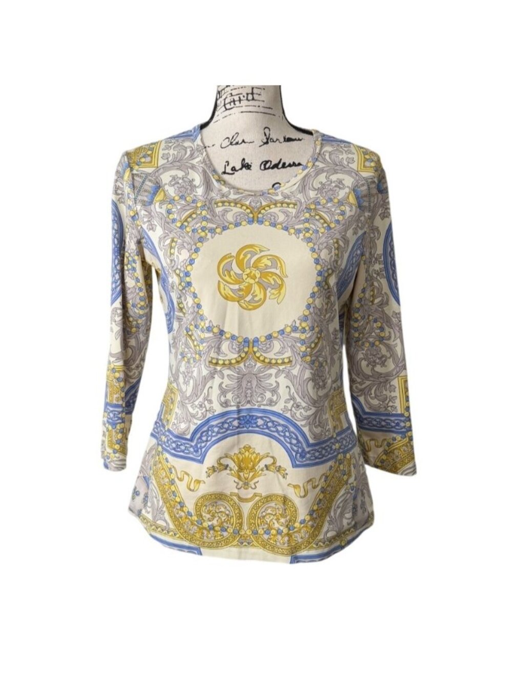 J. McLaughlin Womens Size M Top Catalina-Cloth Medallion Scroll Baroque